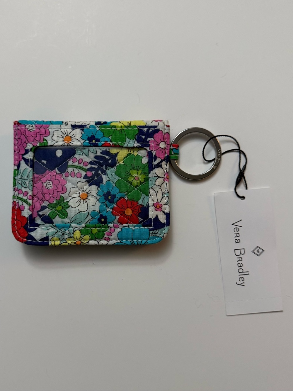 Vera Bradley Floral Quilted Card Holder with Key Ring - Navy Multicolor